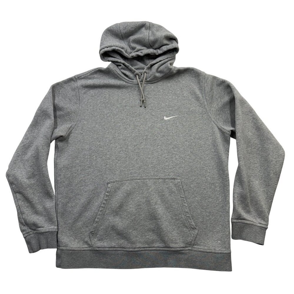 Vtg Y2k Nike Embroidered Swoosh Hoodie Heather Gray Streetwear Adult Size Xl